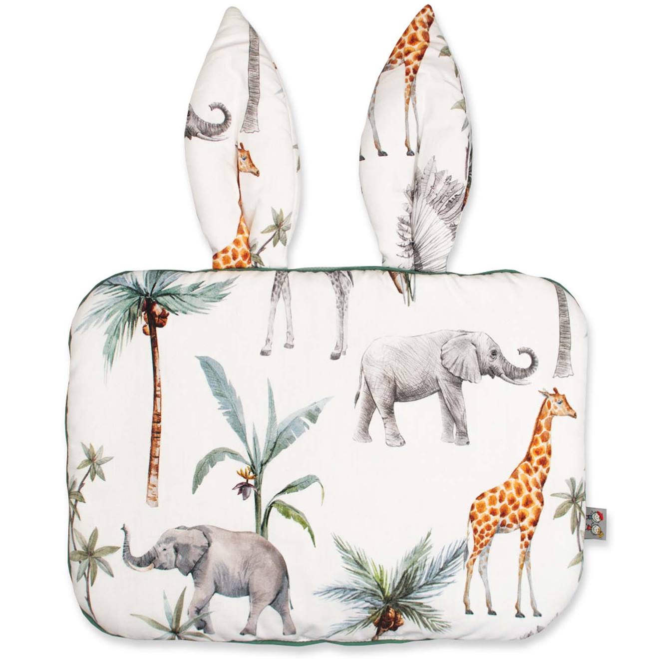 Oreiller Plat Coussin Lapin Réversible Safari Safari, Vert, Gris, Blanc