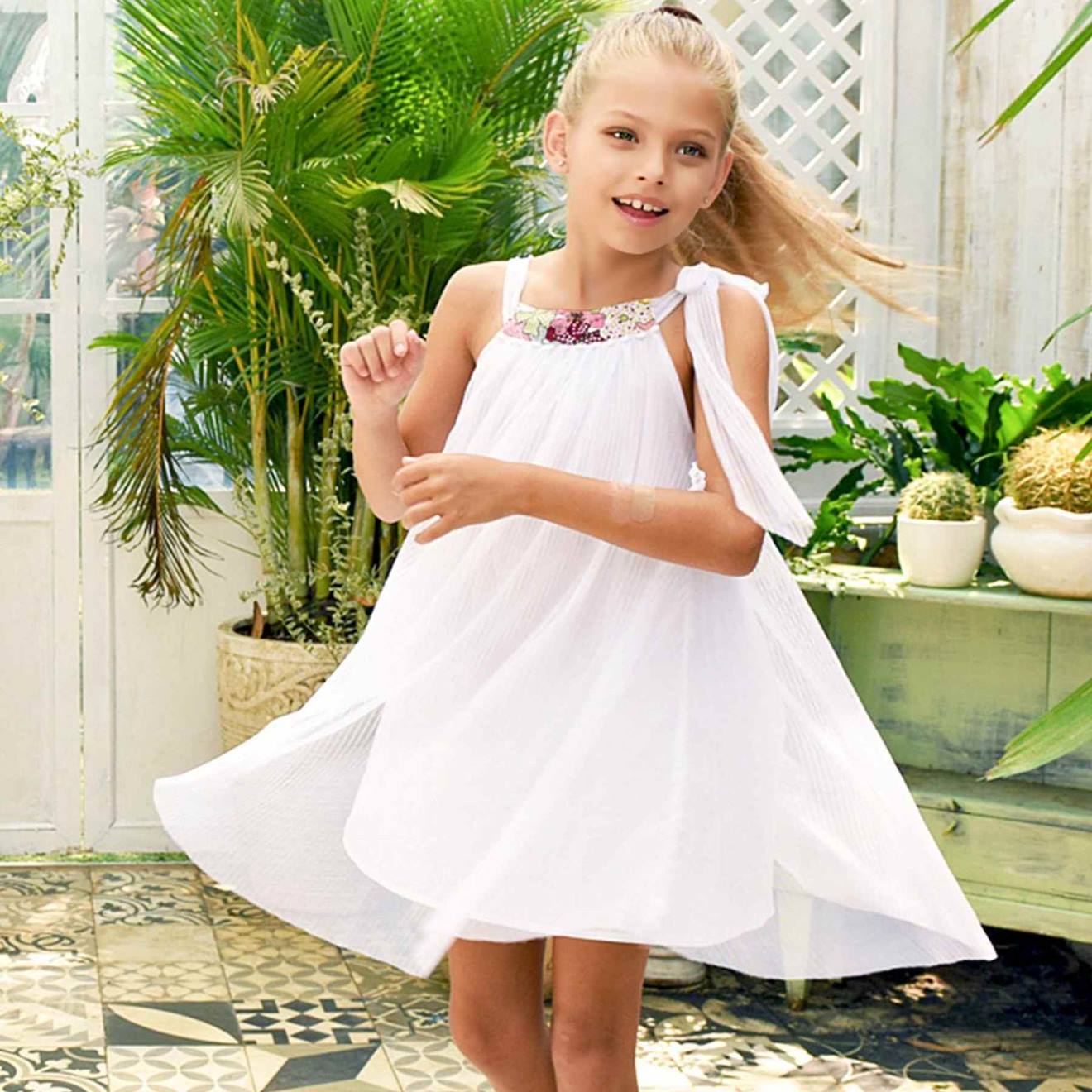 Robe Cérémonie Bohème Fleurie Alizee Blanc Rose Floral