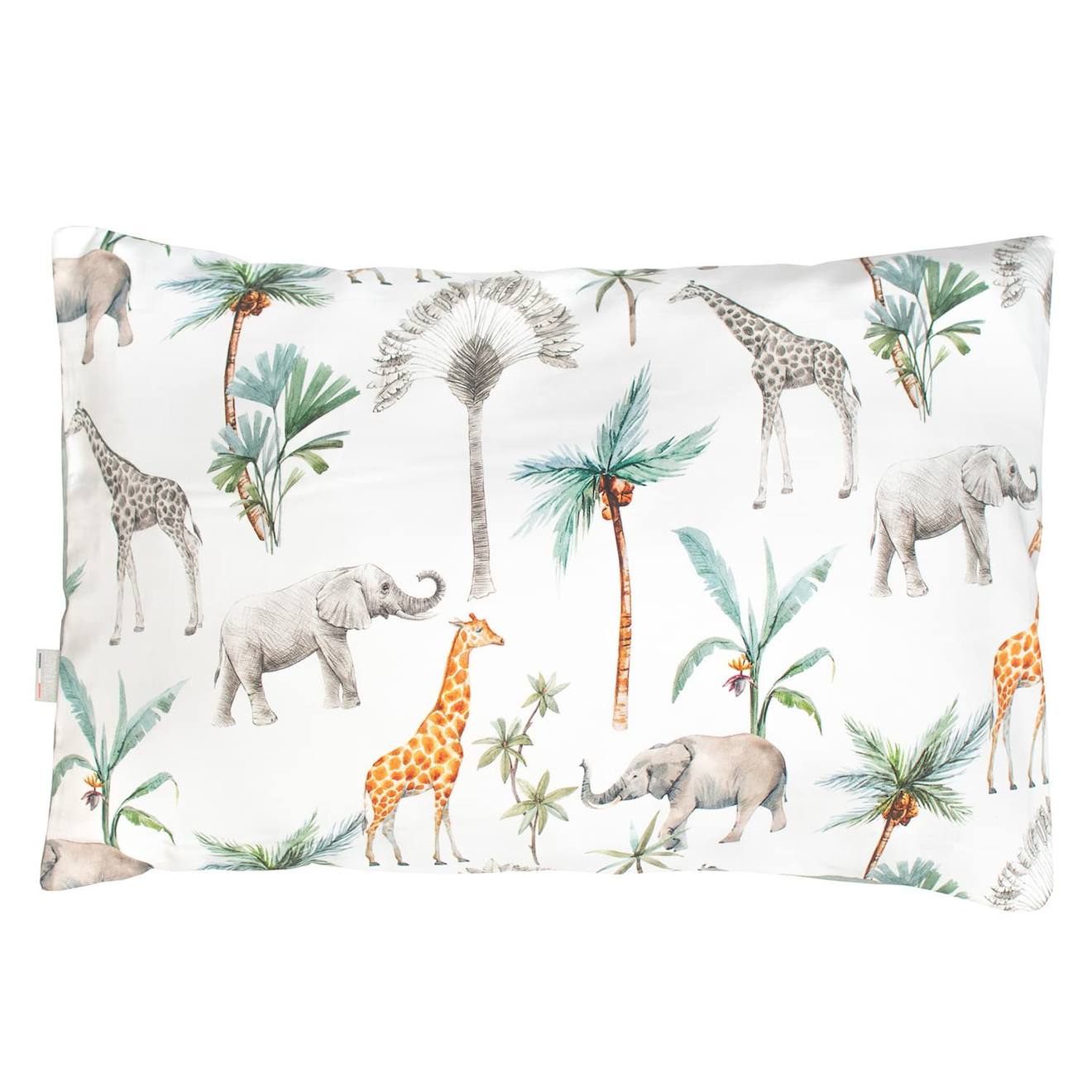 Taie D'oreiller En Coton Réversible Safari Safari, Vert, Gris, Blanc