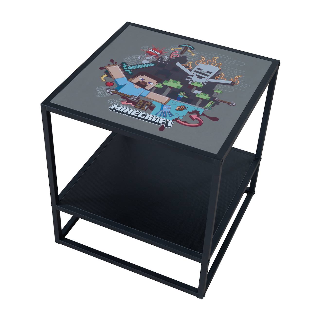 Table De Chevet Minecraft 1 Étagère Noir - Impression Multicolore