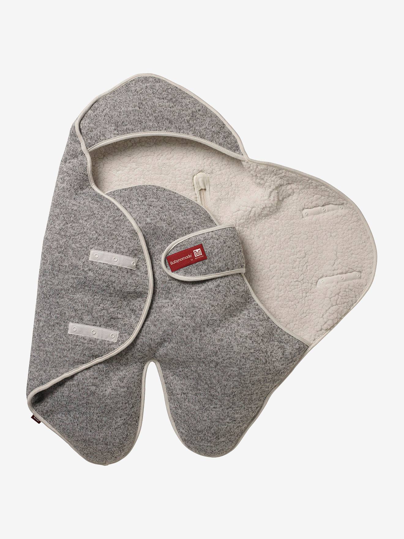 Couverture REDCASTLE Babynomade® Douillet en tricot et polaire gris chiné/blanc