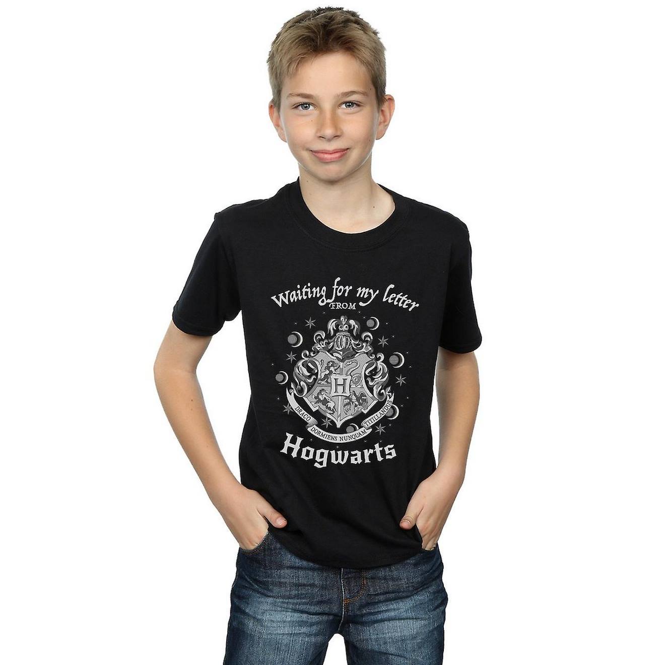 T-shirt En Coton Peigné De Qualité Supérieure Harry Potter Waiting For My Letter Noir