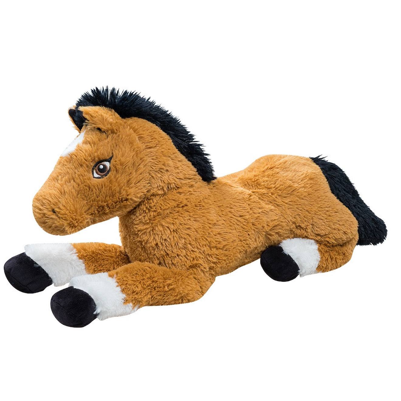 Peluche Géante Cheval Lucky - Made In France Marron Et Noir