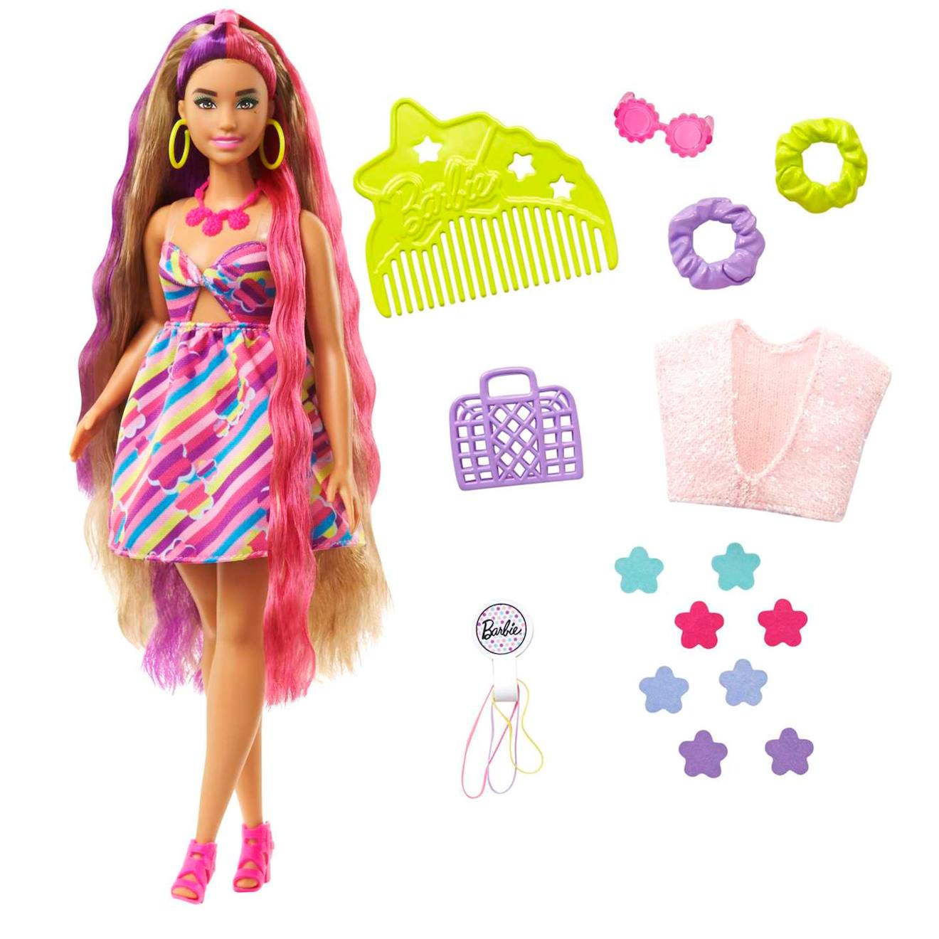 Barbie Poupée Barbie Ultra Chevelure Plantureuse Avec 15 Accessoires Multicolore