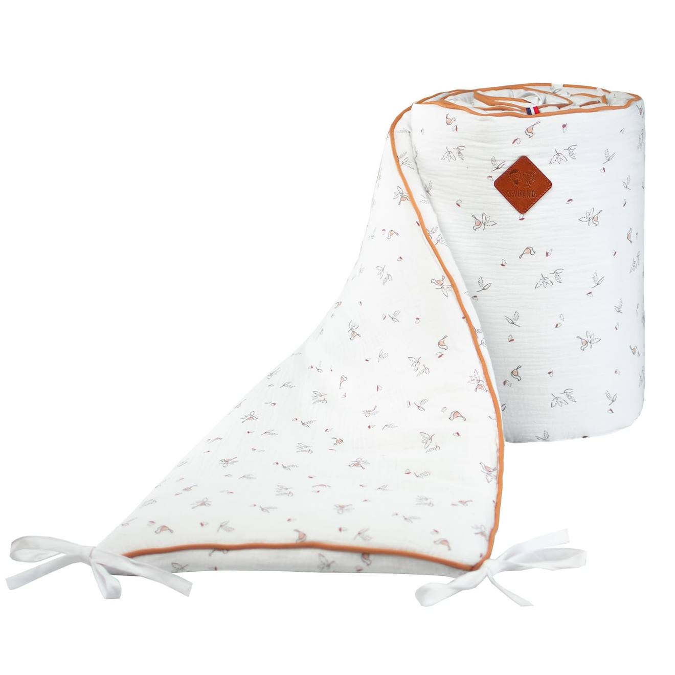 Tour De Lit Universel En Gaze De Coton Melody Melody, Blanc Imprimé Minimali