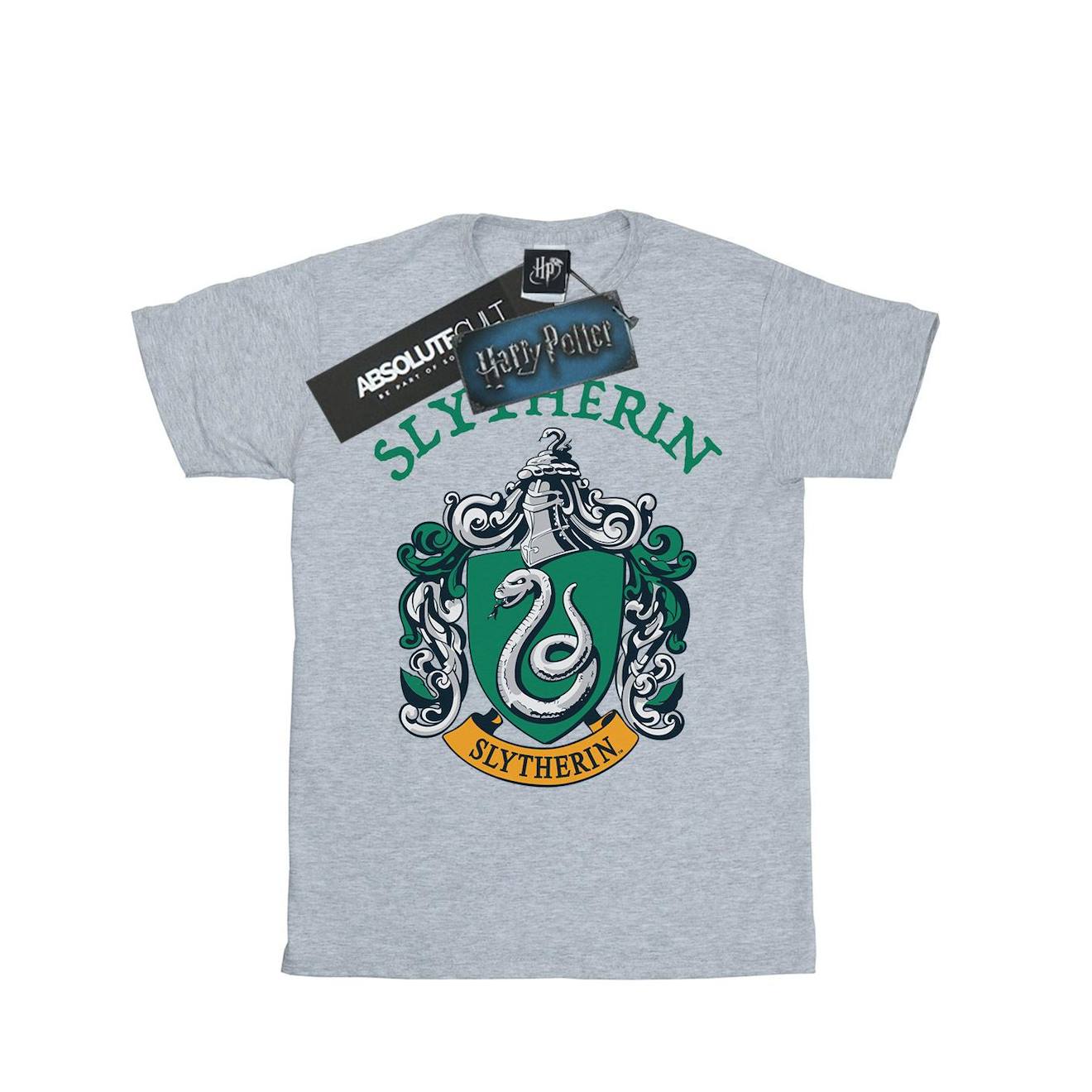 T-shirt Coton Harry Potter Slytherin Gris Chiné