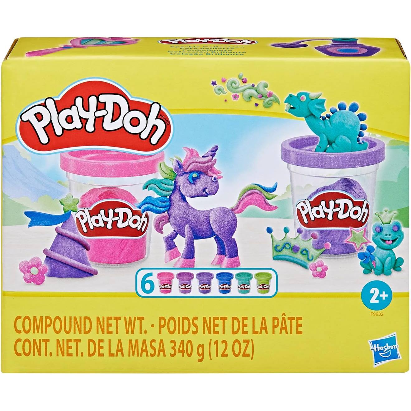 Play-doh, Pack De 6 Pâte Paillette À Modeler Multicolore