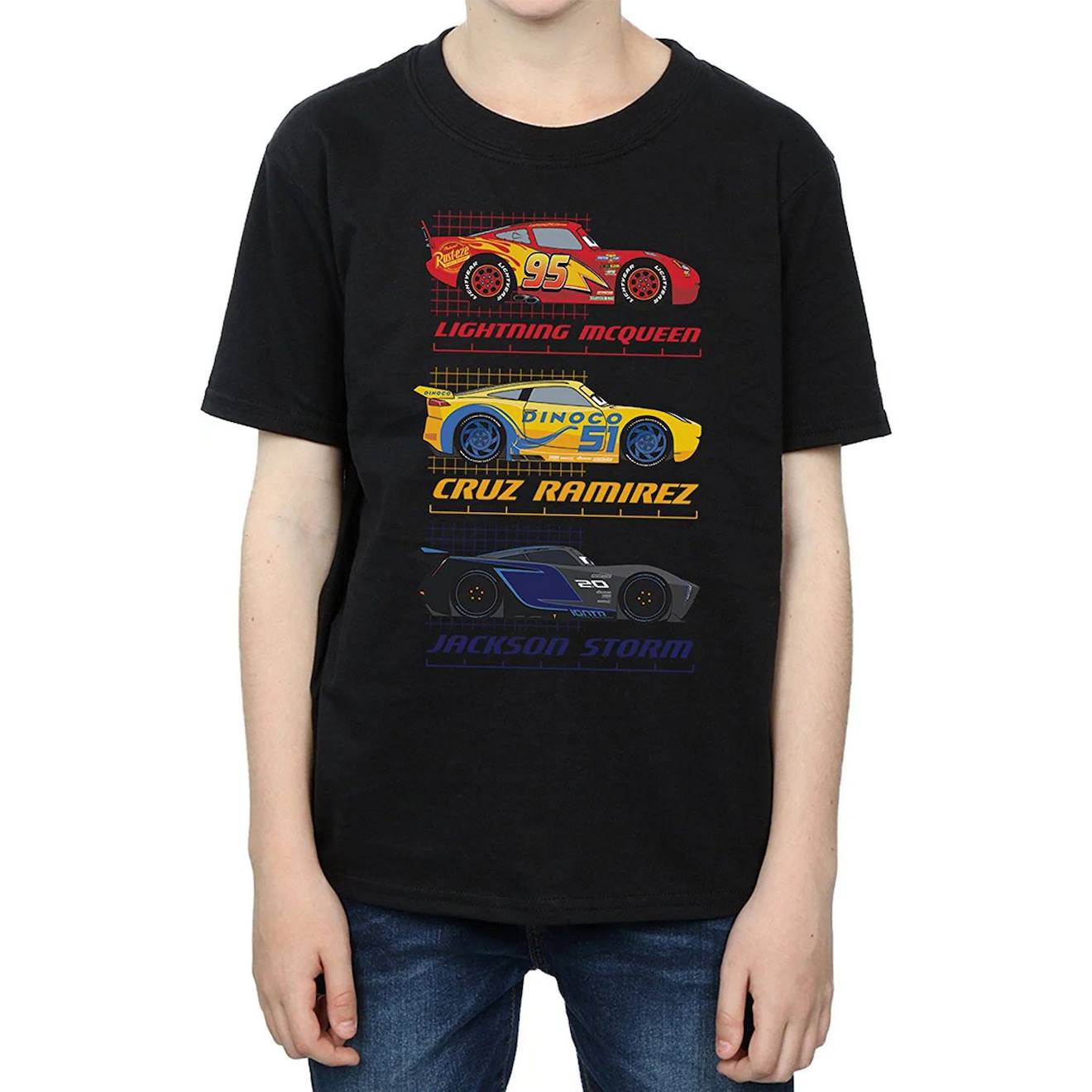 T-shirt En Coton Peigné De Qualité Supérieure Cars Racer Profile Noir