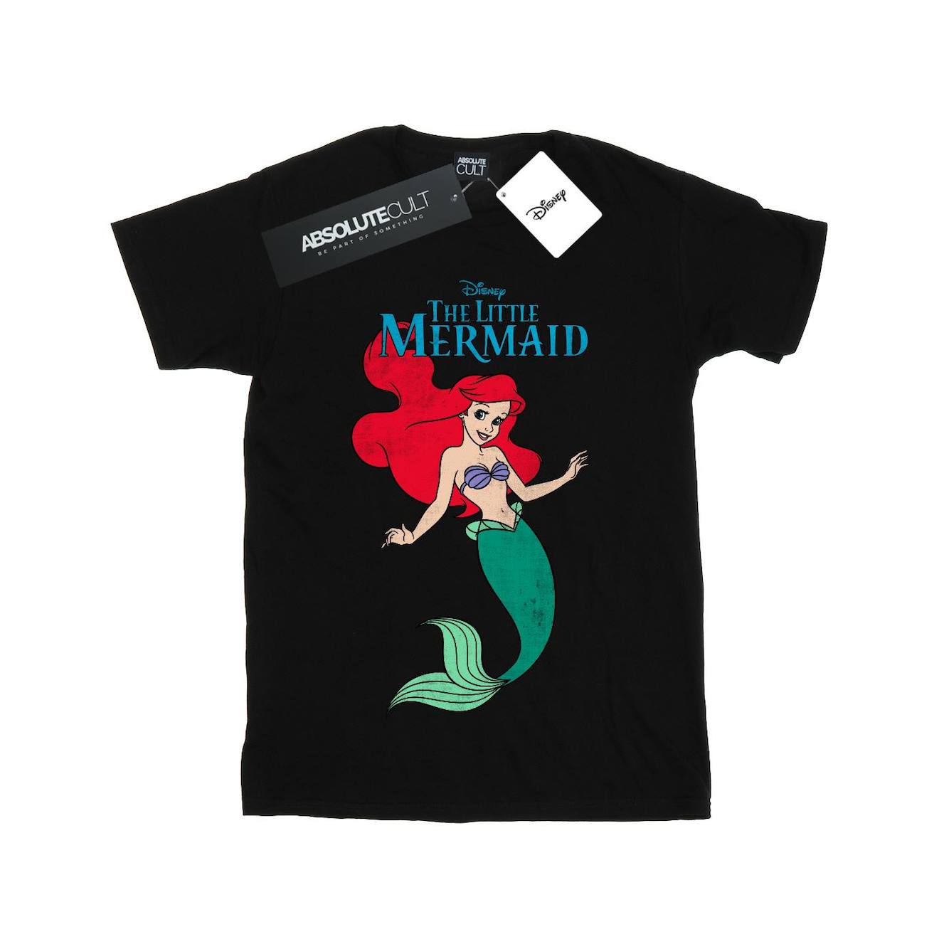 T-shirt En Coton Peigné De Qualité Supérieure Disney The Little Mermaid Noir