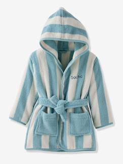 Peignoir de bain Enfant rayures TRANSAT capsule famille personnalisable, avec coton recyclé  - vertbaudet enfant
