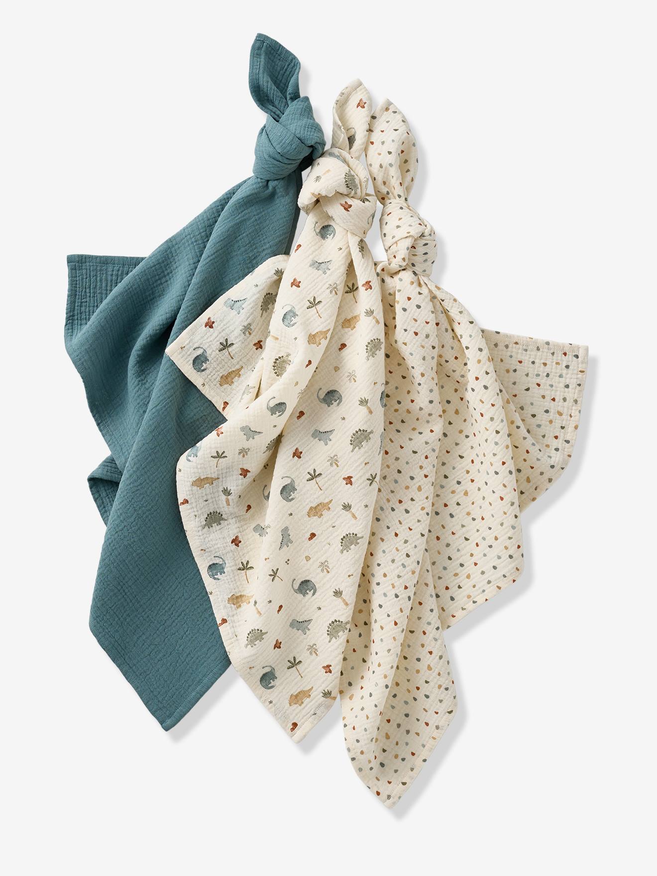 Lot de 3 langes en gaze de coton MINISAURUS multicolore (Vertbaudet) - Image 1