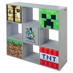 Chambre et rangement-Rangement-Bibliothèque, étagère-Étagère minecraft 9 compartiments et 5 portes push-open