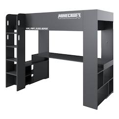 Lit mezzanine minecraft avec bureau et éclairage led  - vertbaudet enfant