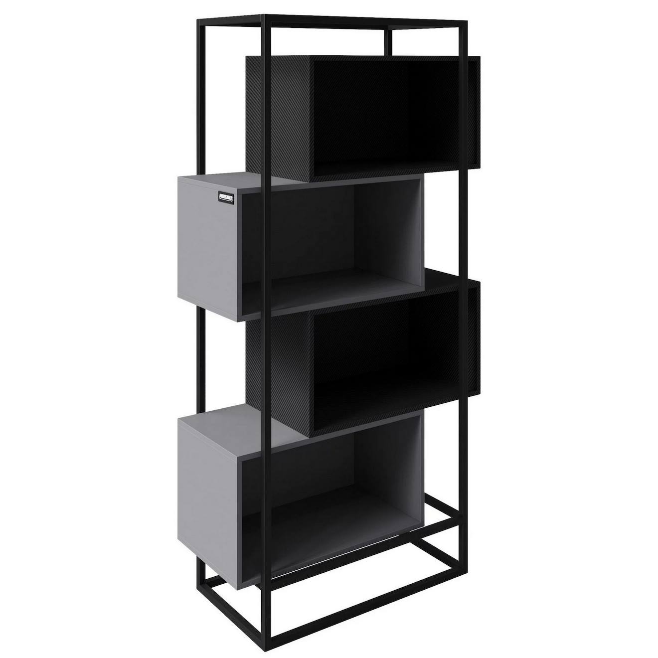 Bibliothèque Minecraft À 4 Compartiments Ouverts Cadre Métallique Gris - Noir