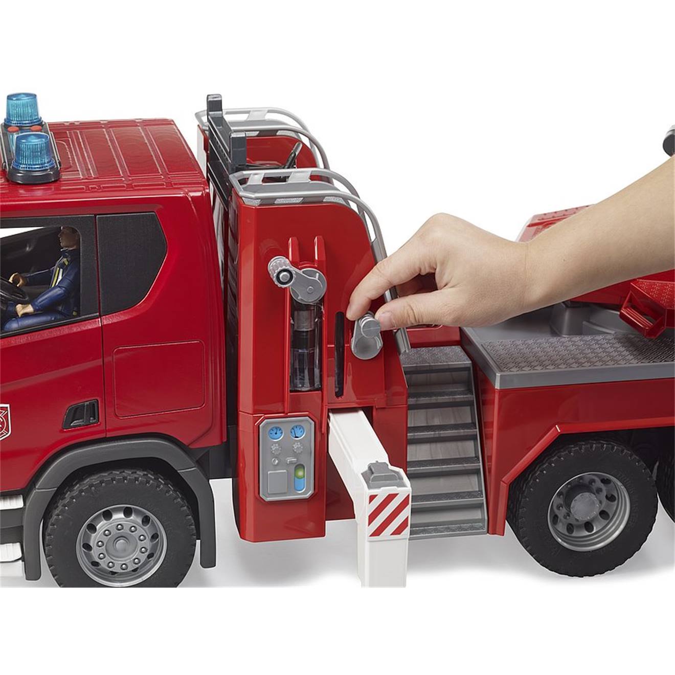 Porteur Enfant Scania – Camion De Pompier Avec Lumières LED, Sirènes Et Musique – Dès 1,5 Ans – Charge 23 Kg – Rouge