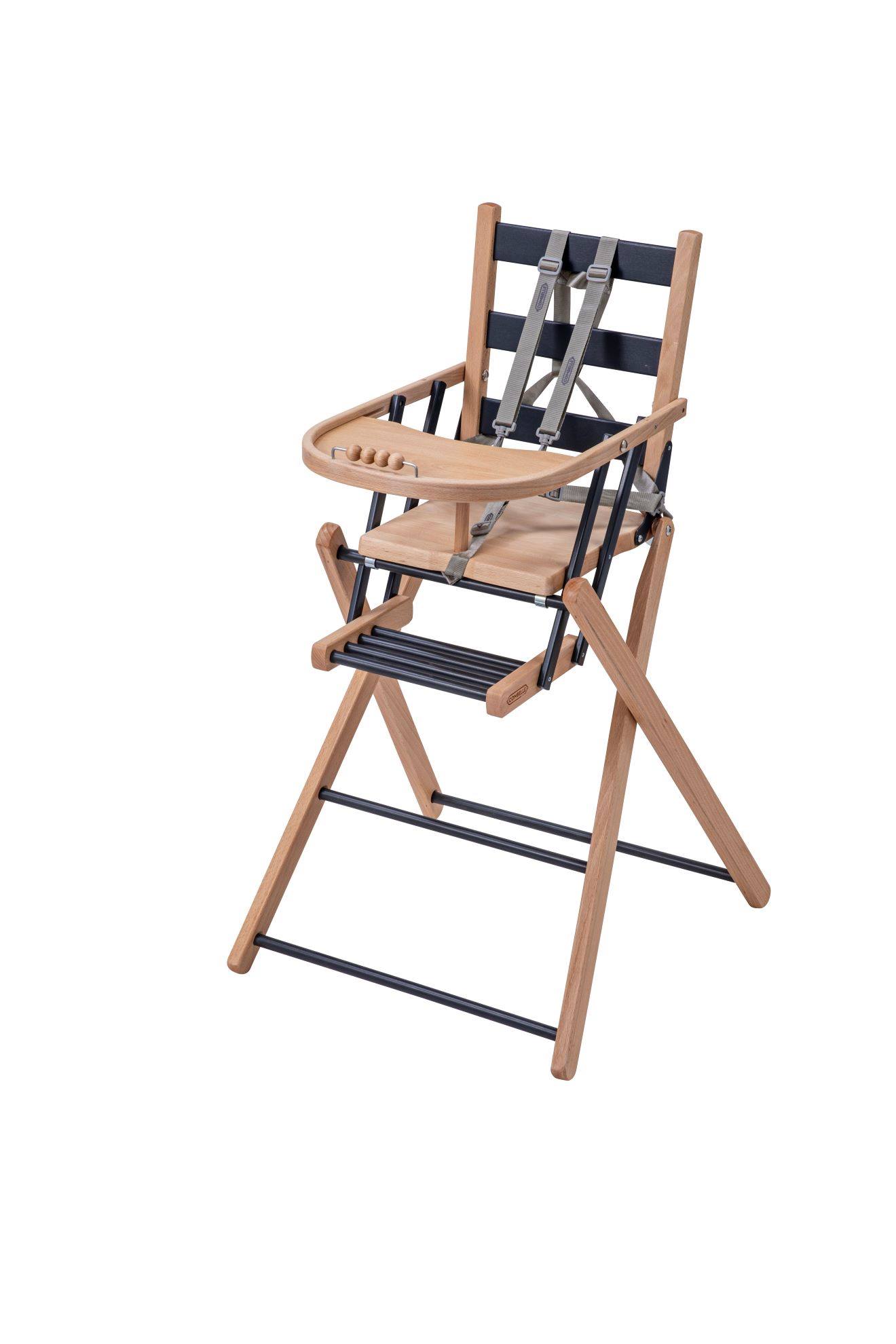 Chaise Haute Sarah Extra-pliante Hybride Bois Et Anthracite