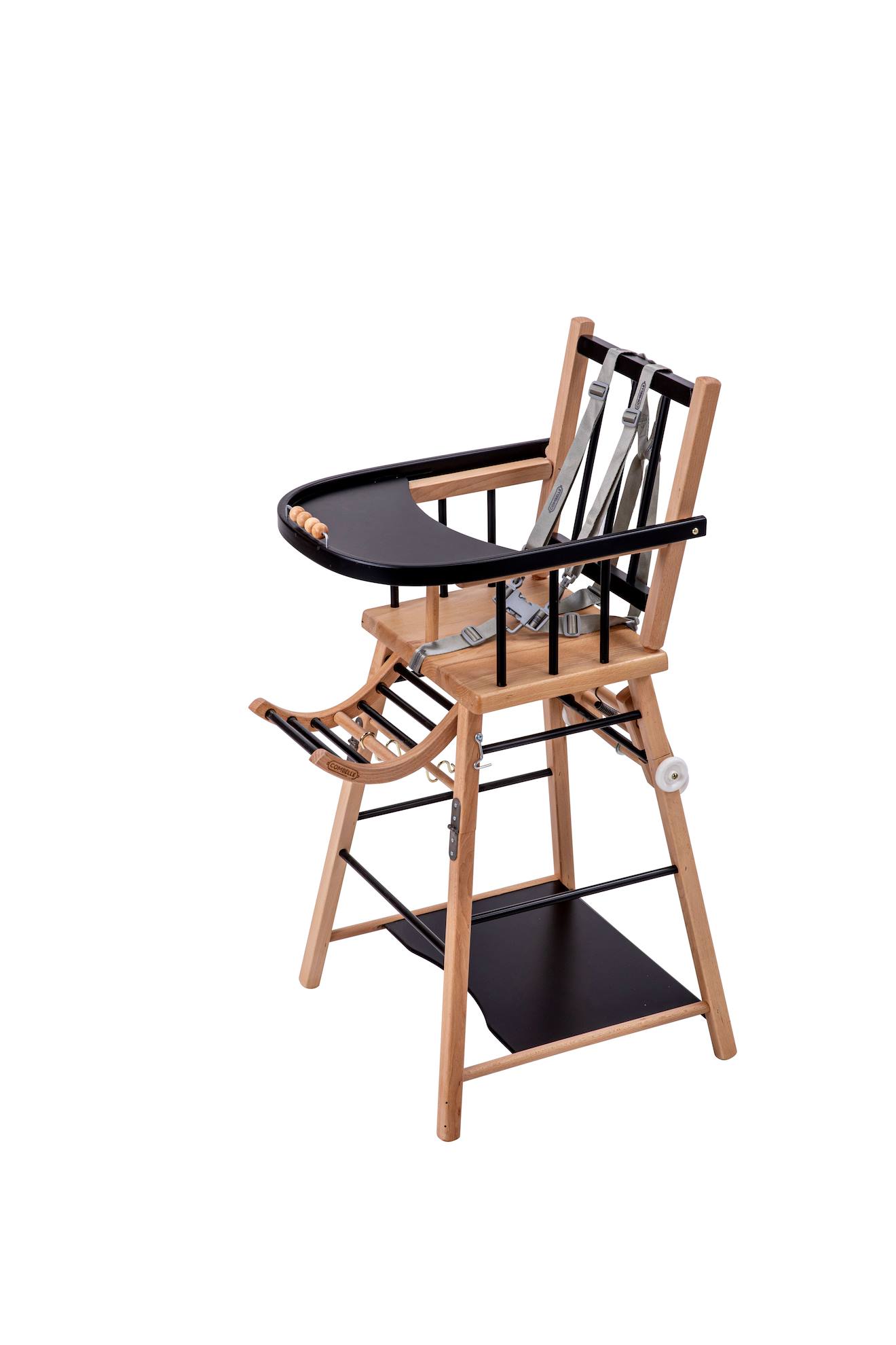 Chaise Haute Traditionnelle Marcel Transformable Barreaux Hybride Bois Et Noir