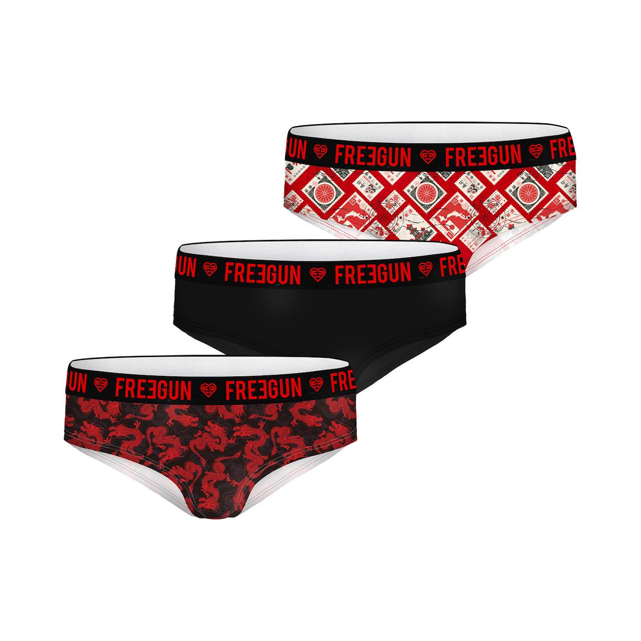 Lot De 3 Culottes Utlra Stretch Noir/rouge/blanc