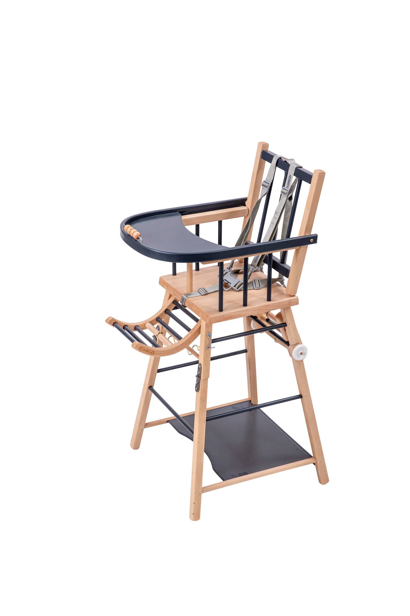 Chaise Haute Traditionnelle Marcel Transformable Barreaux Hybride Bois Et Anthracite