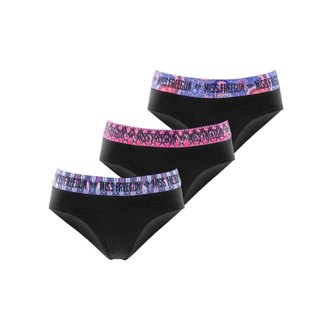 Lot De 3 Culottes En Coton Ethnik Noir/rose/bleu/violet