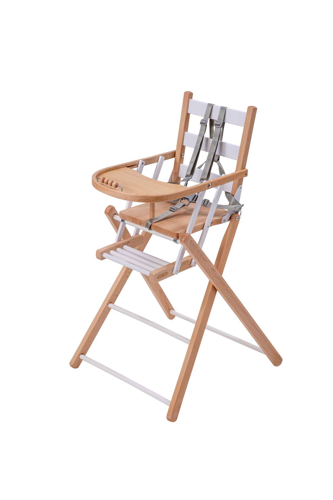 Chaise Haute Sarah Extra-pliante Hybride Bois Et Blanc