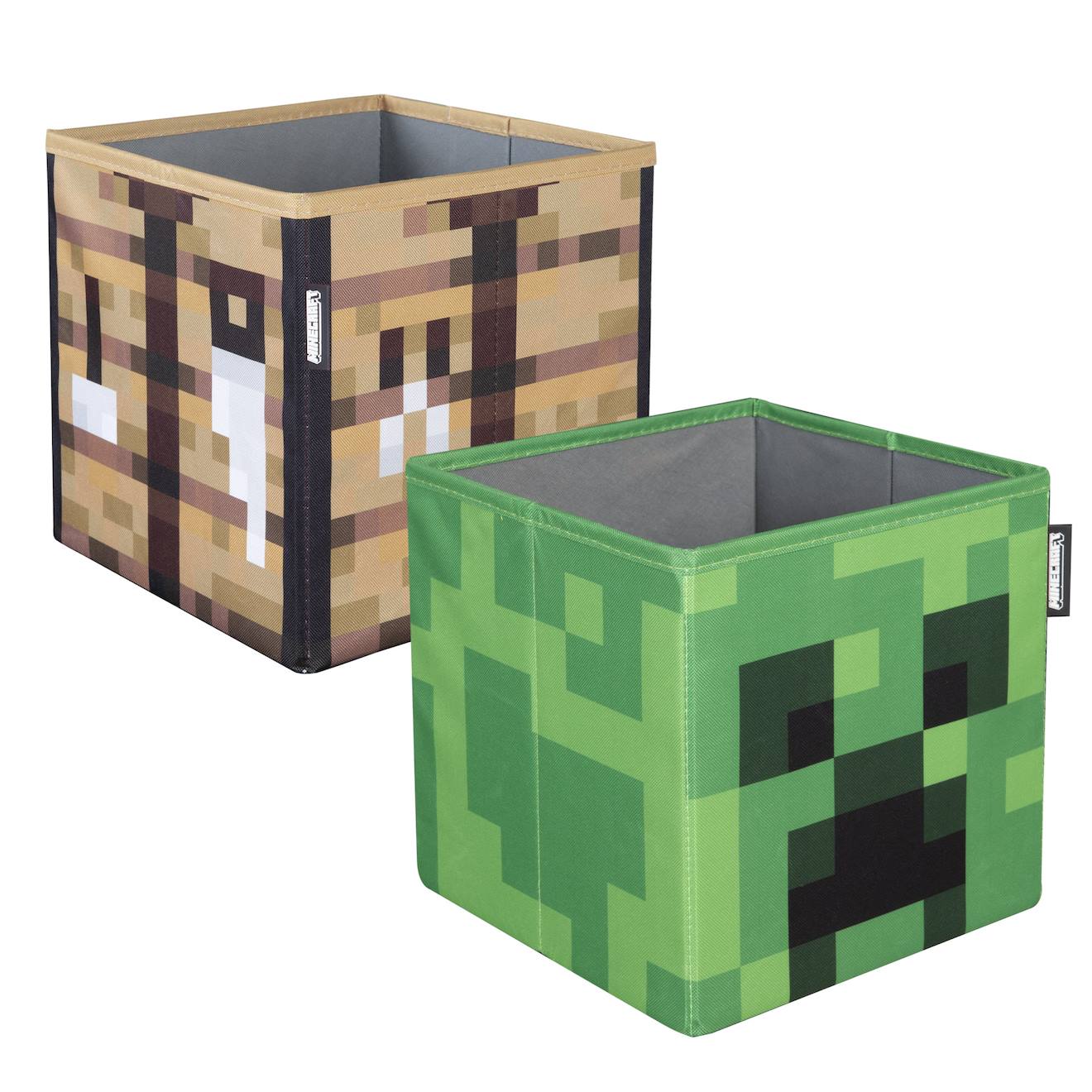 Lot De 2 Bacs De Rangement Pliables Minecraft - Creeper Et Table De Craft Multicolore