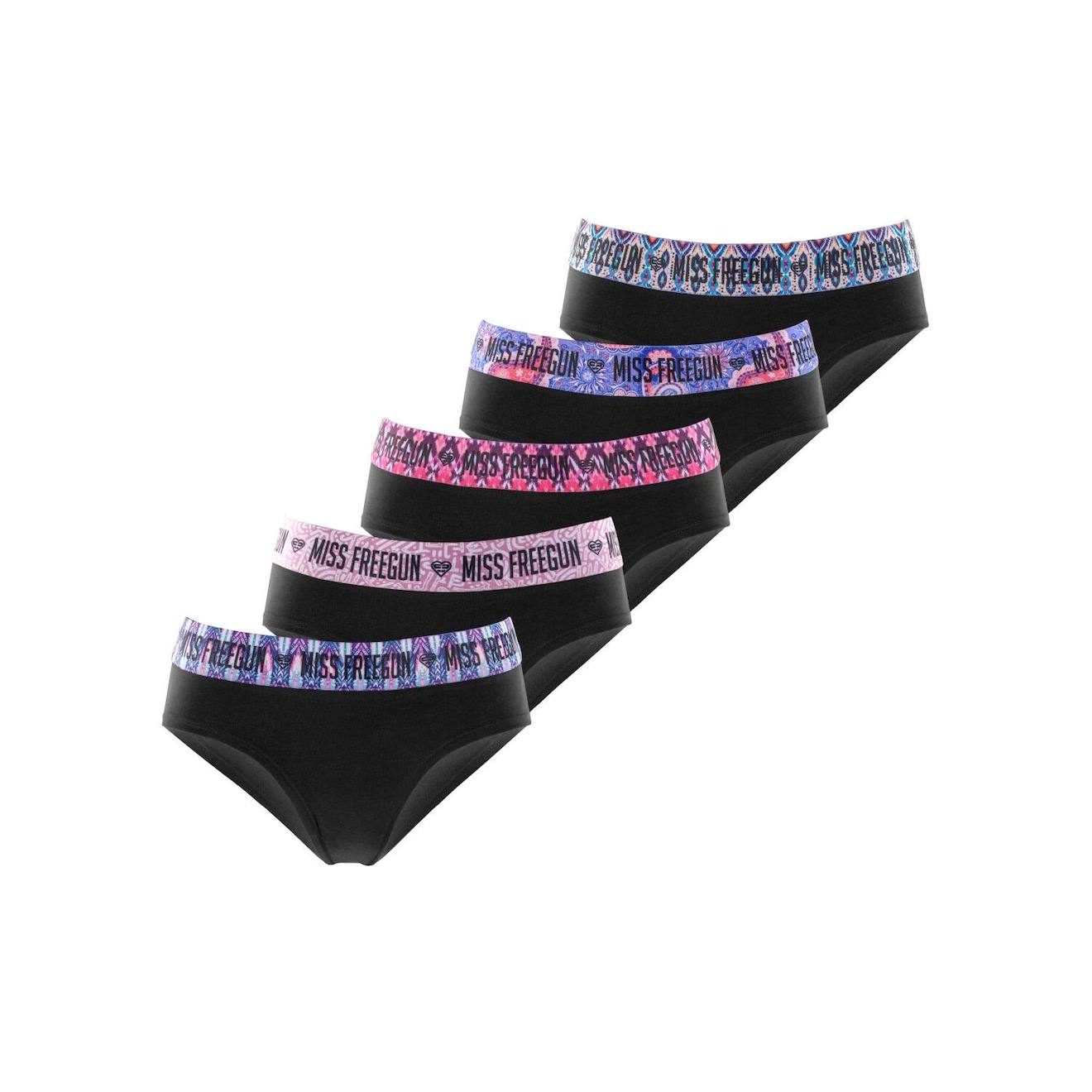 Lot De 5 Culottes En Coton Ethnik Noir/rose/bleu/violet