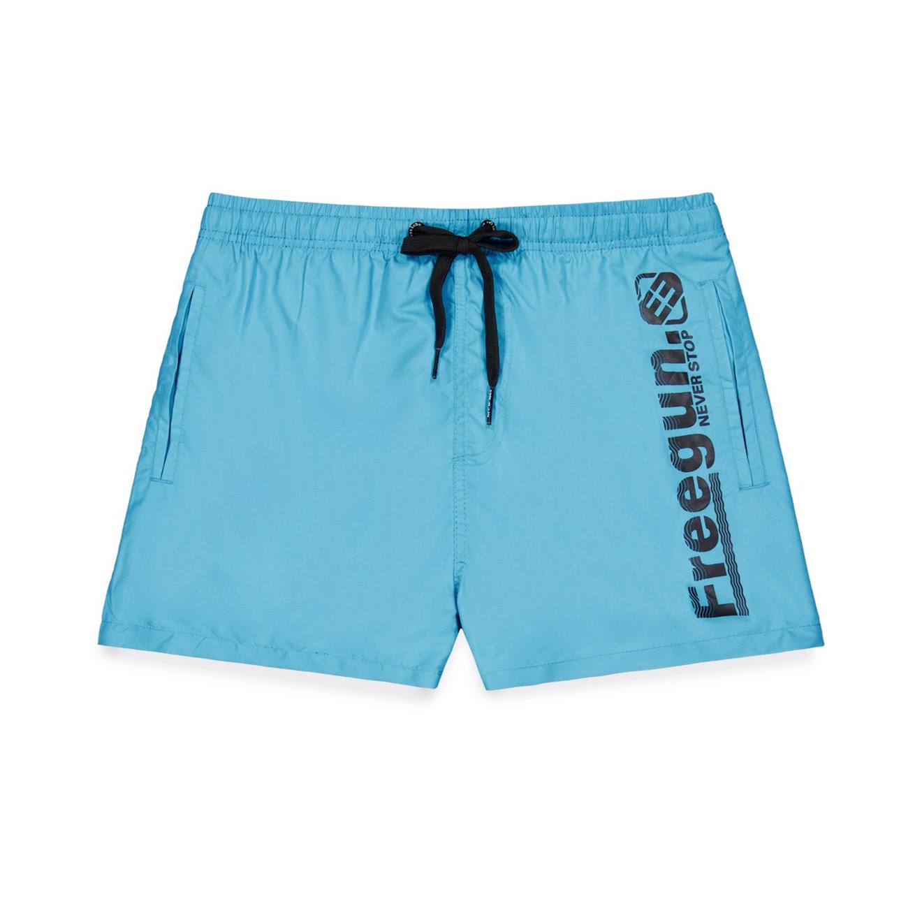 Boardshort Court Avec Ceinture Demi-élastiquée Bleu/noir