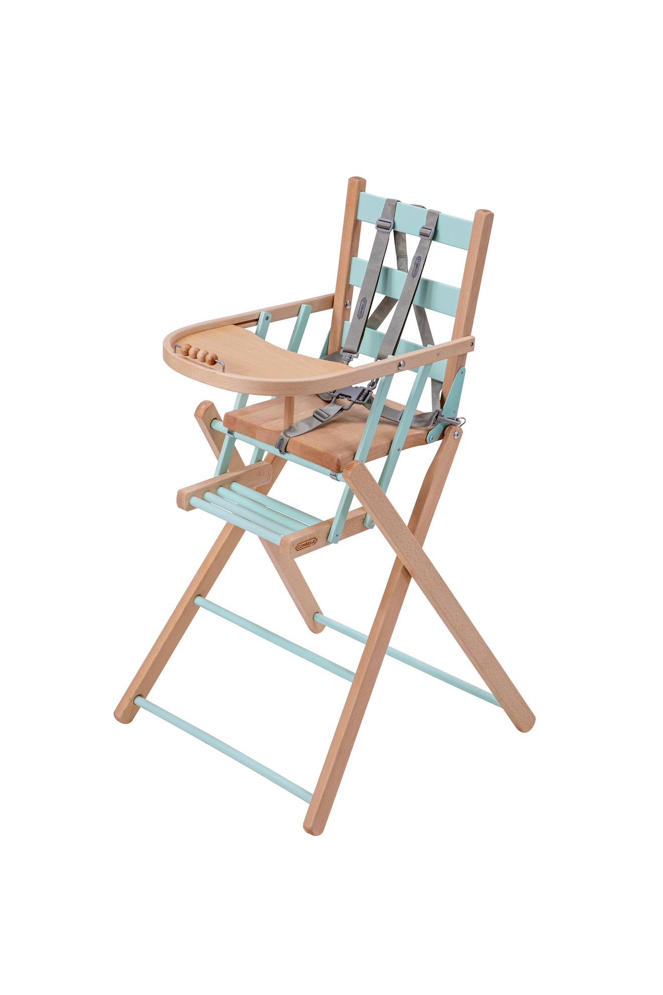 Chaise Haute Sarah Extra-pliante Hybride Bois Et Vert Mint