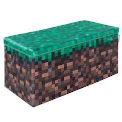 Coffre à jouet et siège pliable 2en1 minecraft - bloc d'herbe  - vertbaudet enfant