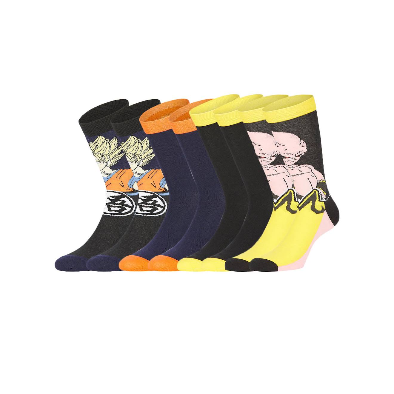 Lot De 4 Paires De Chaussettes Dragon Ball Z Garçon Noir/rouge/orange/gris/jaune