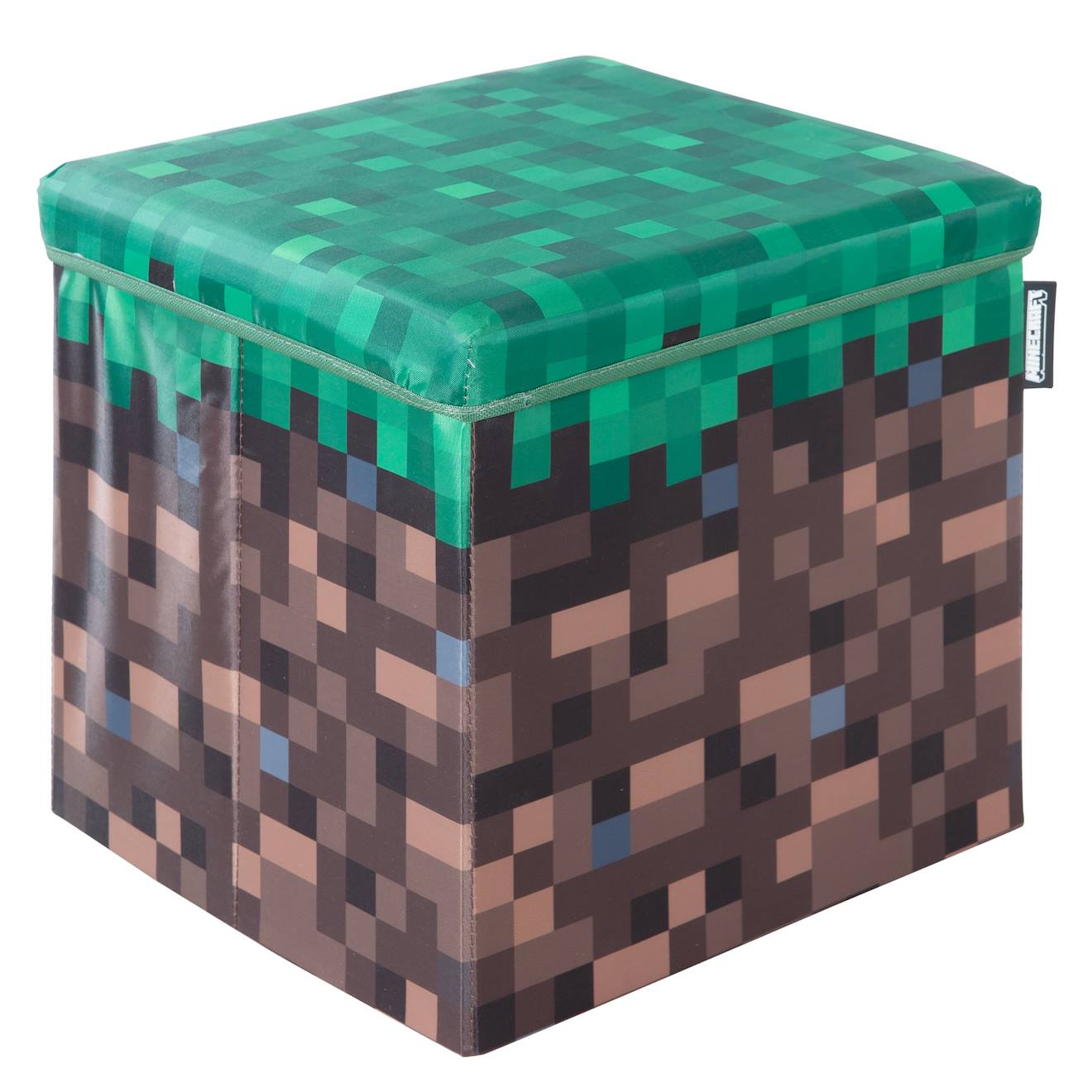 Coffre À Jouet Et Siège Pliable 2en1 Minecraft - Bloc D'herbe Marron / Vert - Petit