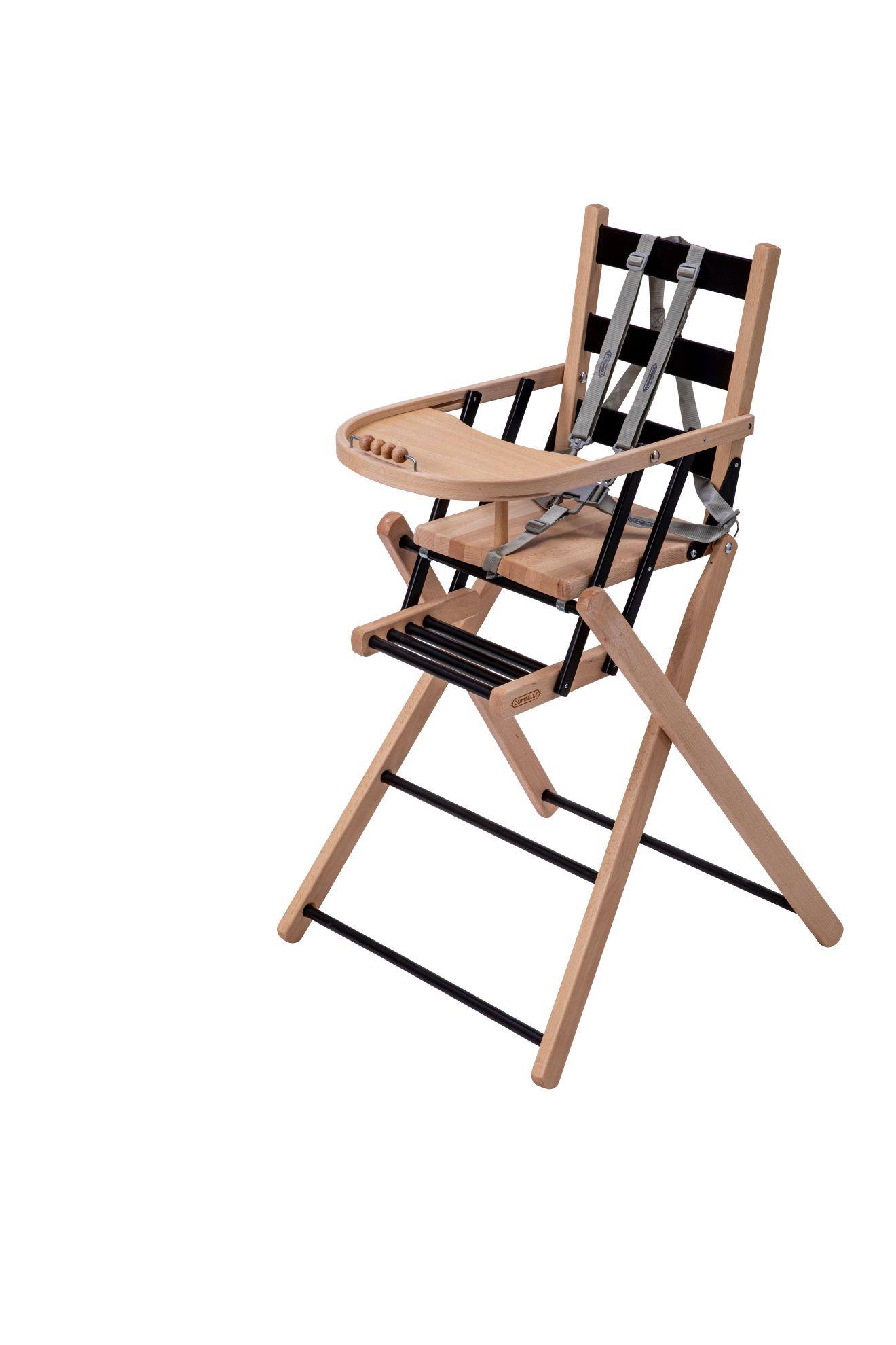 Chaise Haute Sarah Extra-pliante Hybride Bois Et Noir