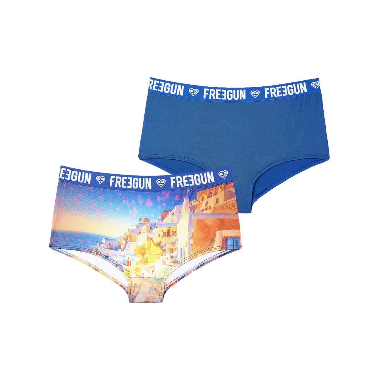 Lot De 2 Shortys Romantic Cities Bleu Bleu/blanc