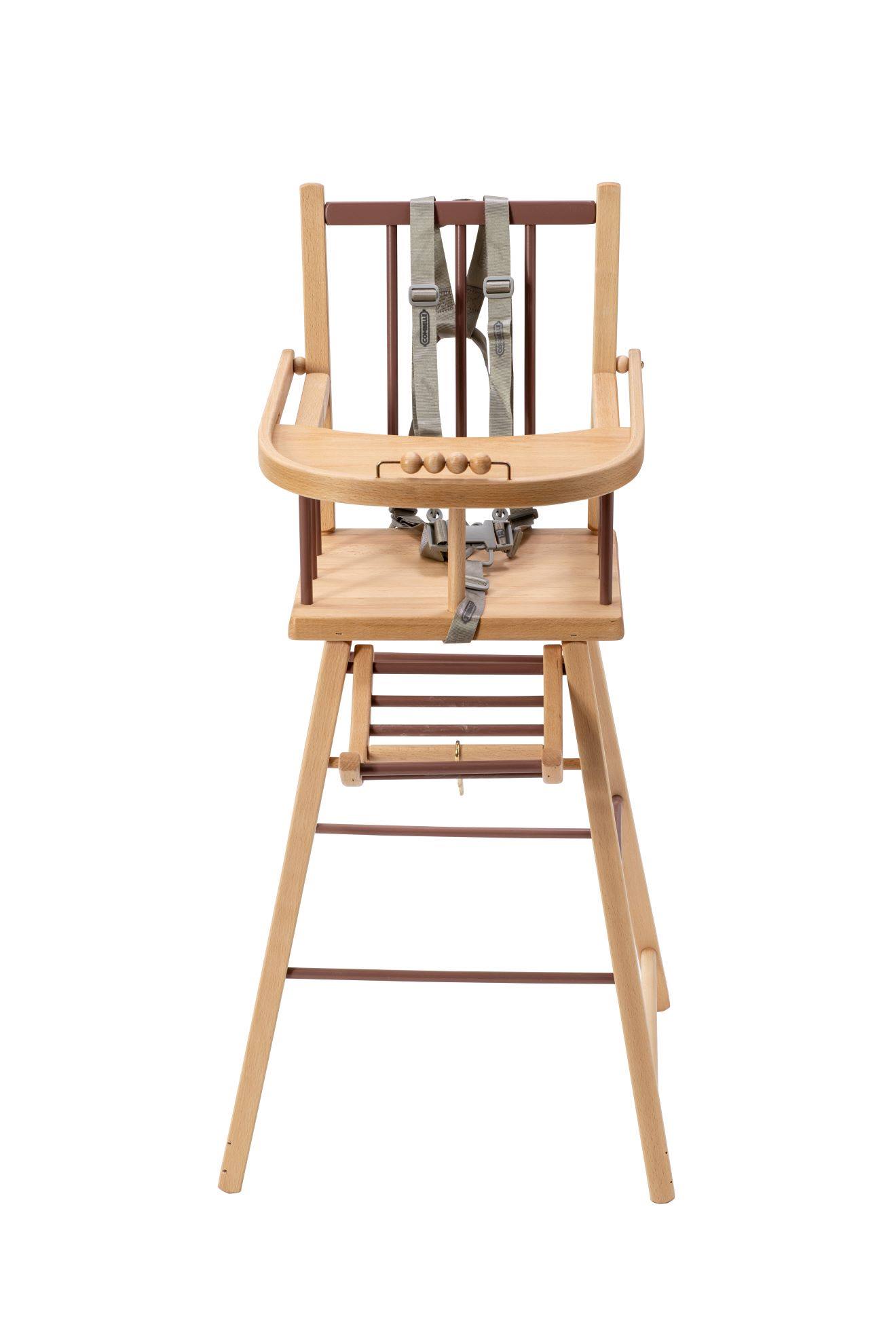 Chaise Haute Traditionnelle André Fixe Hybride Bois Et Vieux Rose