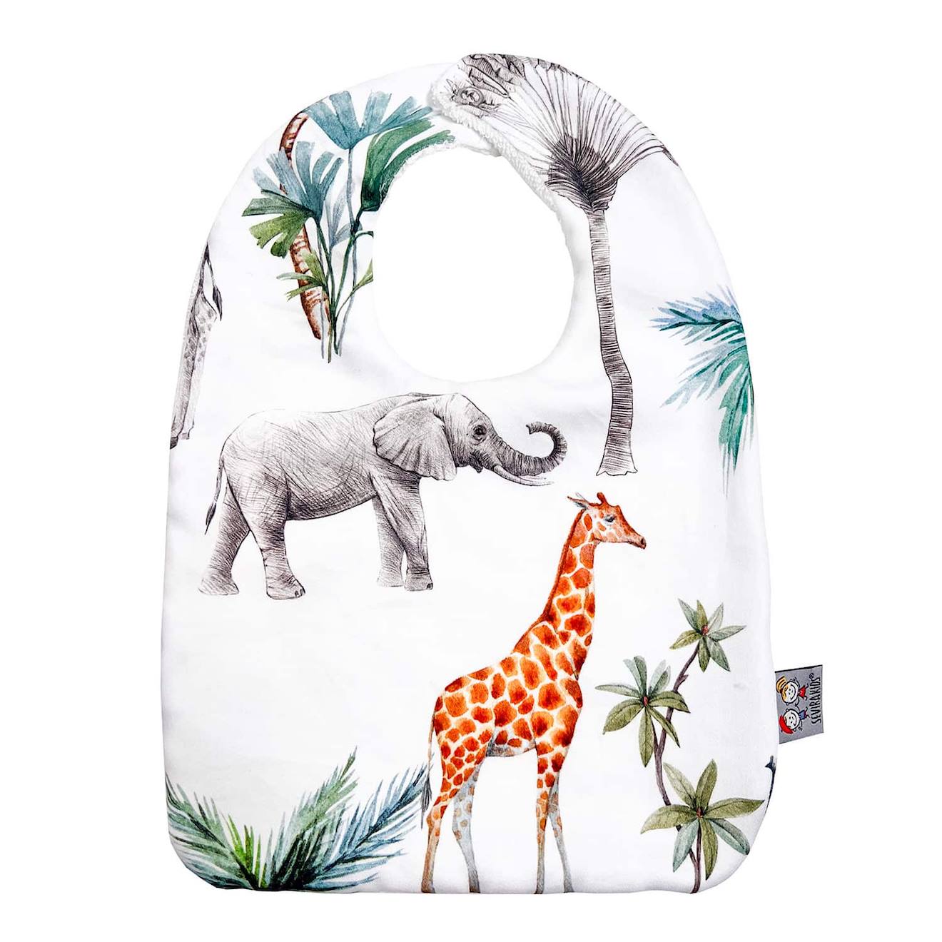 Bavoir En Coton Safari Safari, Vert, Gris, Blanc