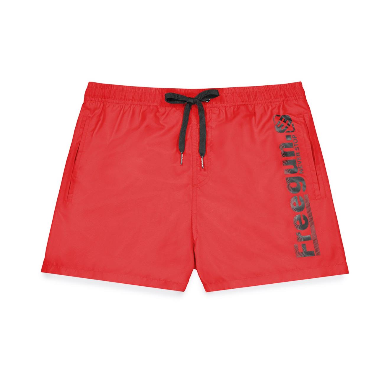 Boardshort Court Avec Ceinture Demi-élastiquée Rouge/noir