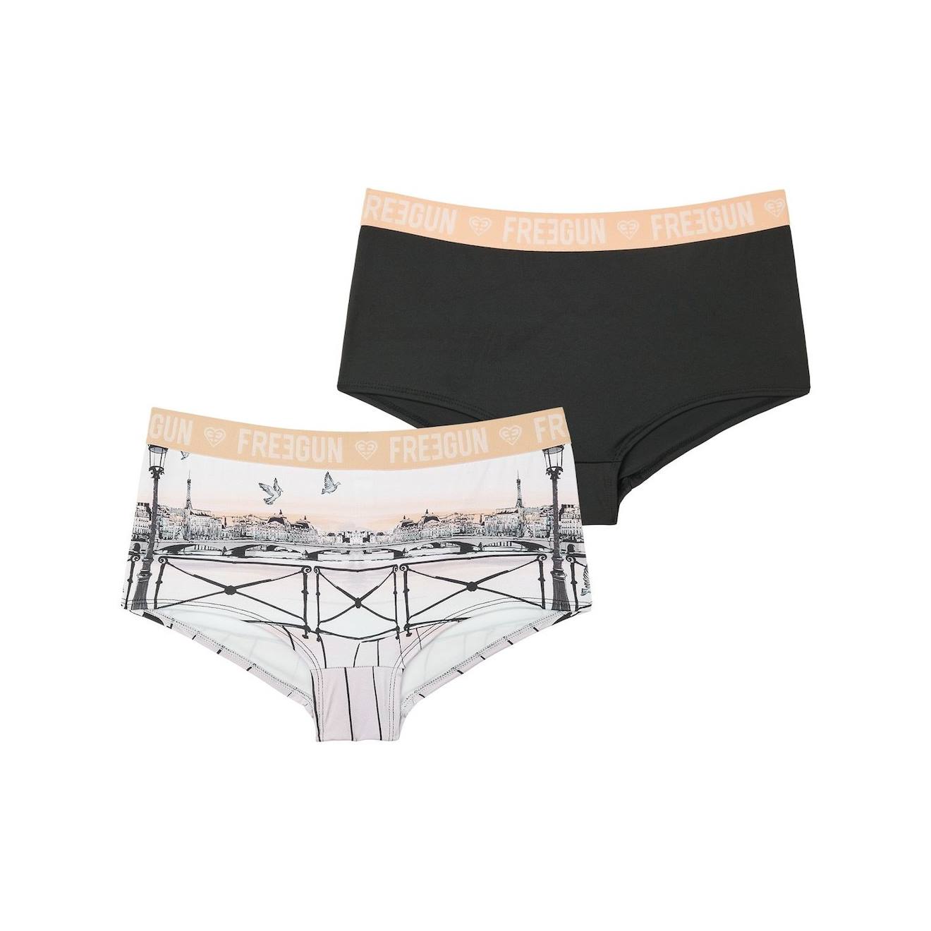Lot De 2 Shortys Miss Freegun Beige/noir