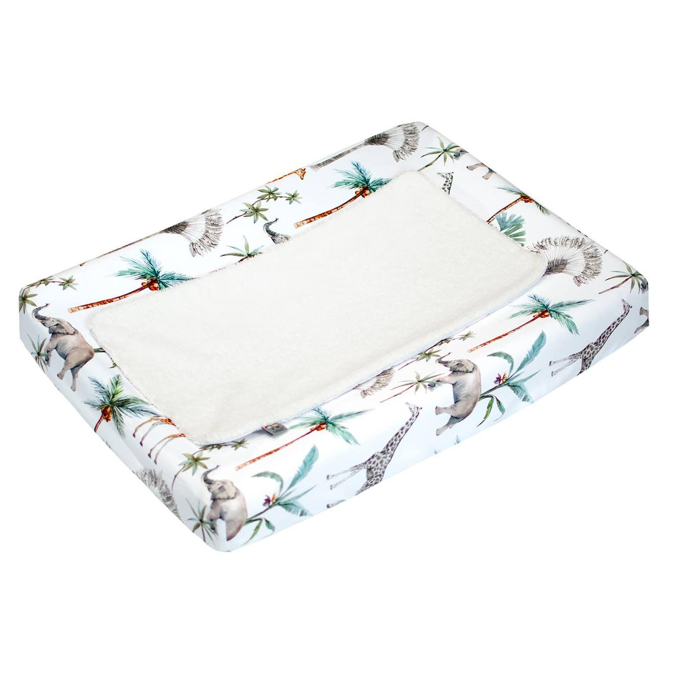 Set Housse De Matelas À Langer Et Tapis De Change Safari, Vert, Gris, Blanc
