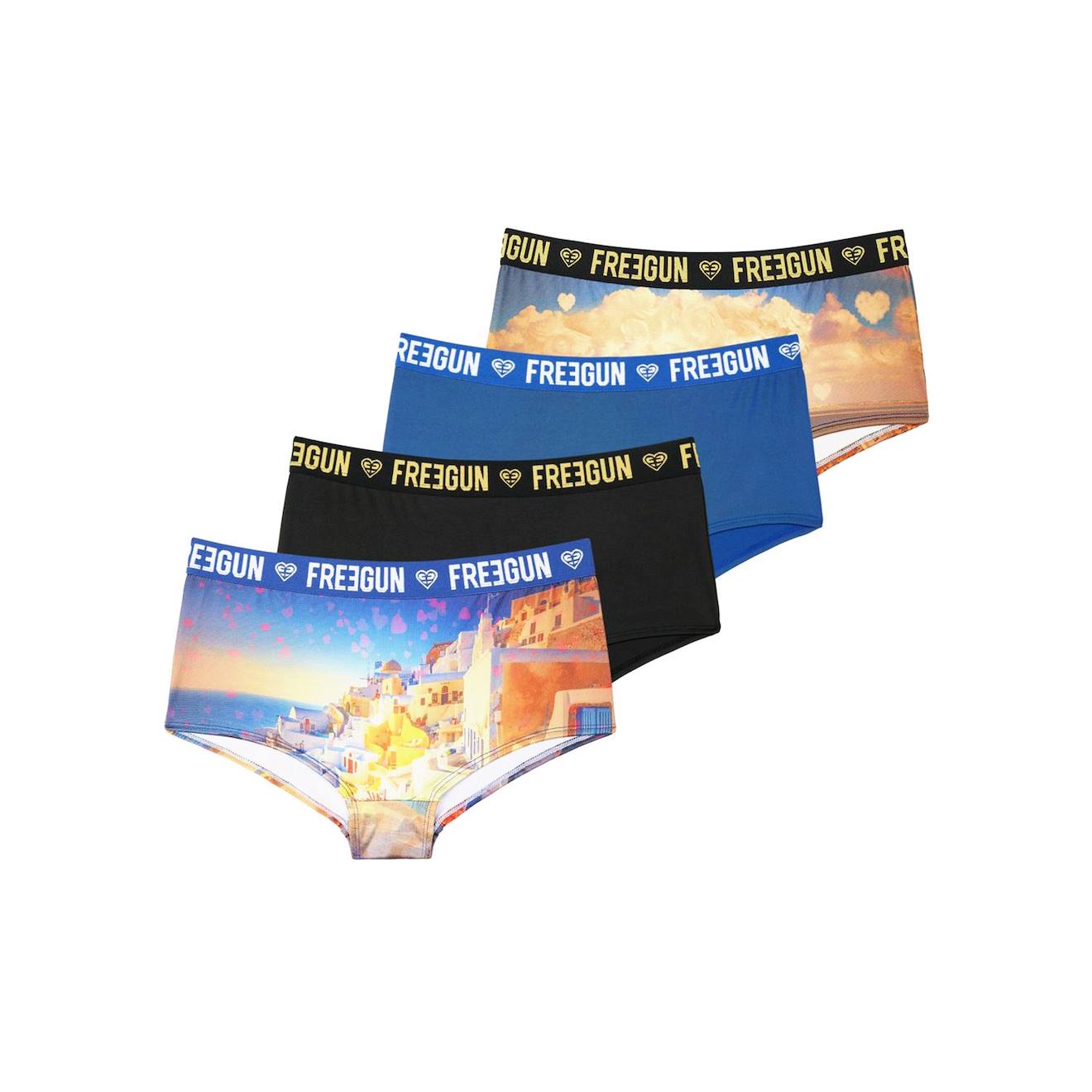 Lot De 4 Shortys Miss Freegun Noir/bleu/jaune