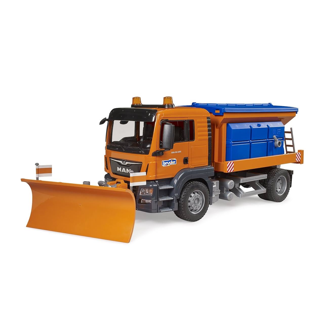 Man Tgs Pour Service D'hiver Avec Lame De Chasse-neige Orange Et Bleu