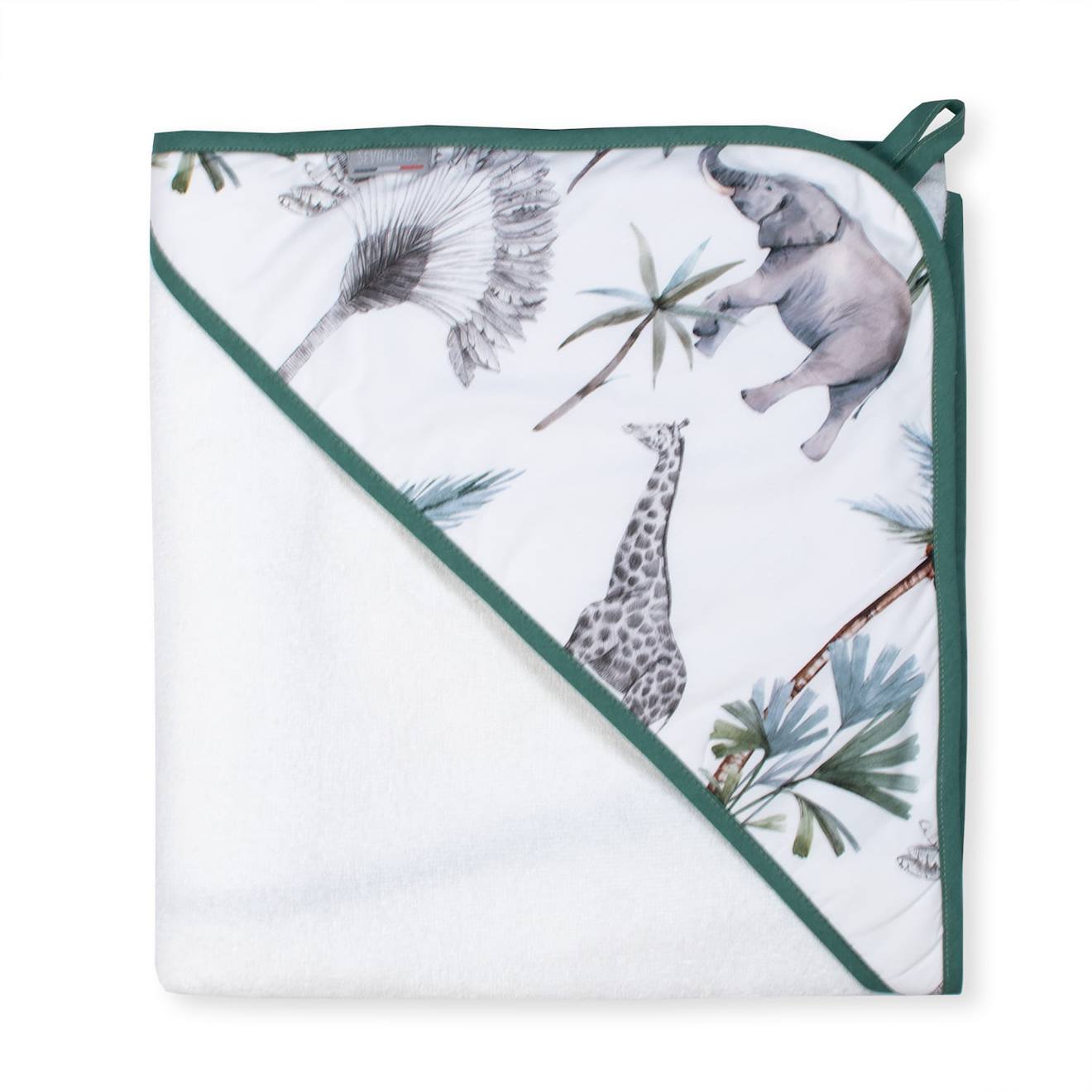 Grande Cape De Bain En Coton Et Bambou Safari Safari, Vert, Gris, Blanc