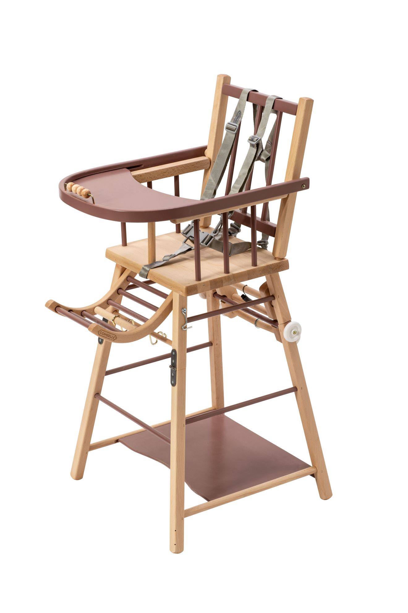 Chaise Haute Traditionnelle Marcel Transformable Barreaux Hybride Bois Et Vieux Rose