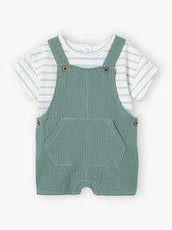 T-shirt à Capuche Rayé Bébé Garçon Vertbaudet - Jersey Coton, Poche Kangourou - Dénim Look