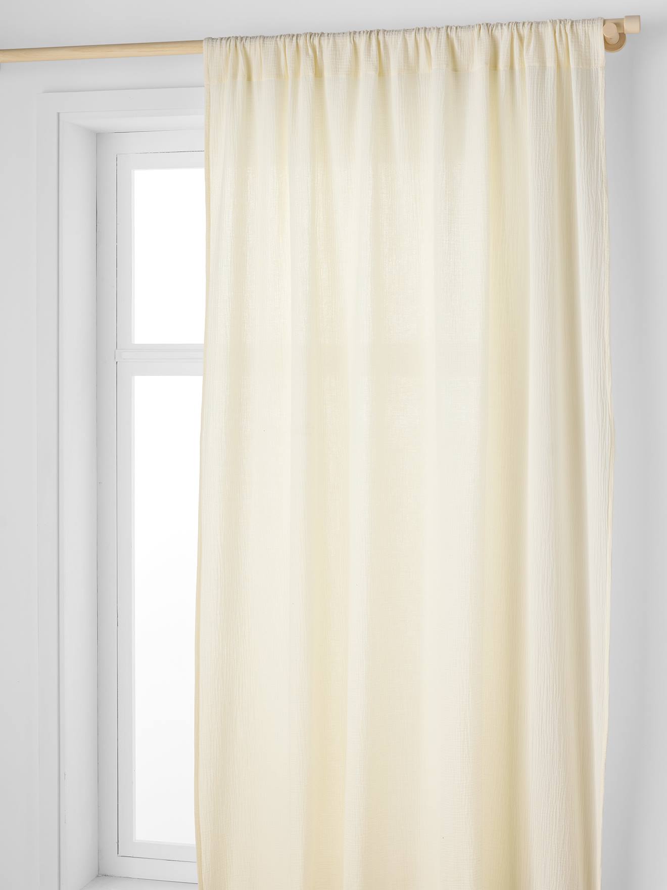 Rideau tube tamisant en gaze de coton blanc