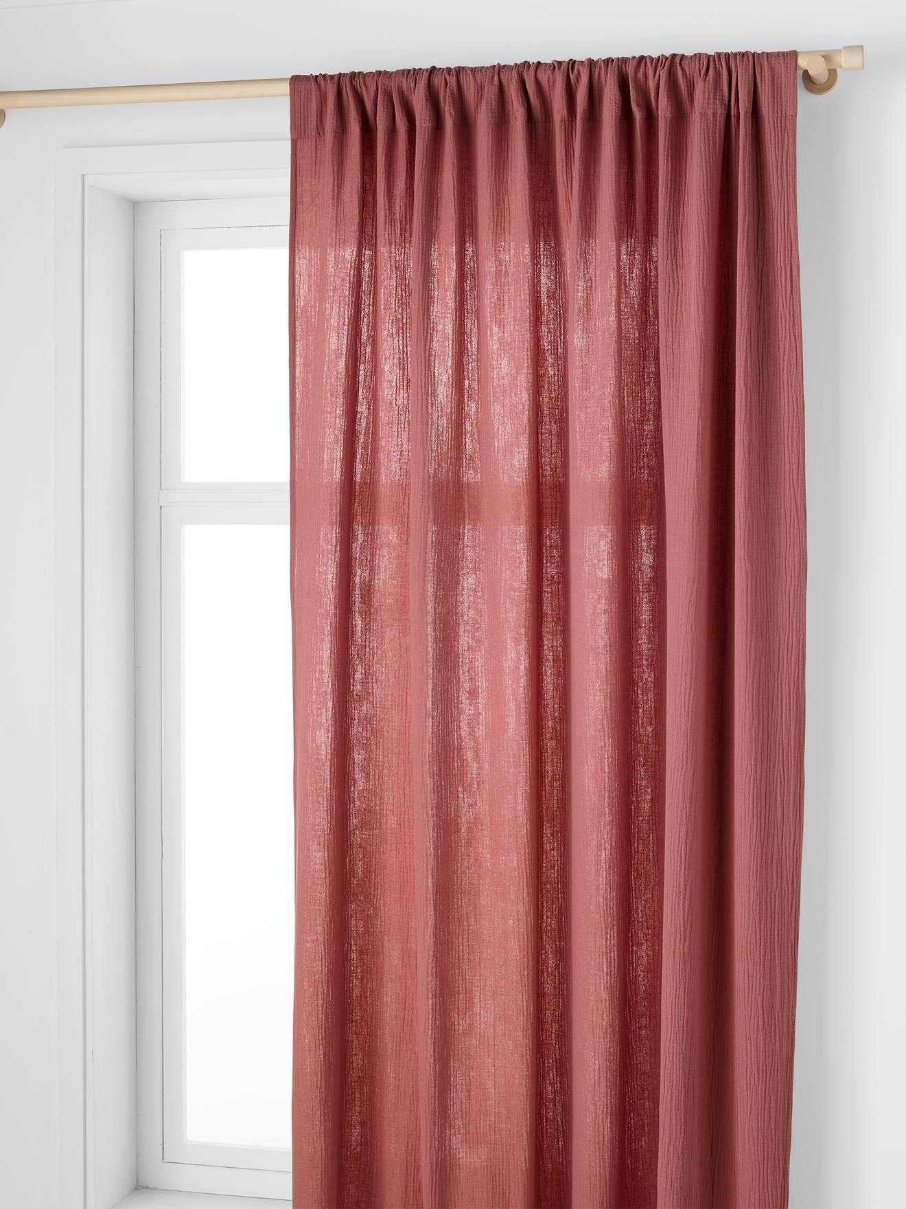 Rideau tube tamisant en gaze de coton rose