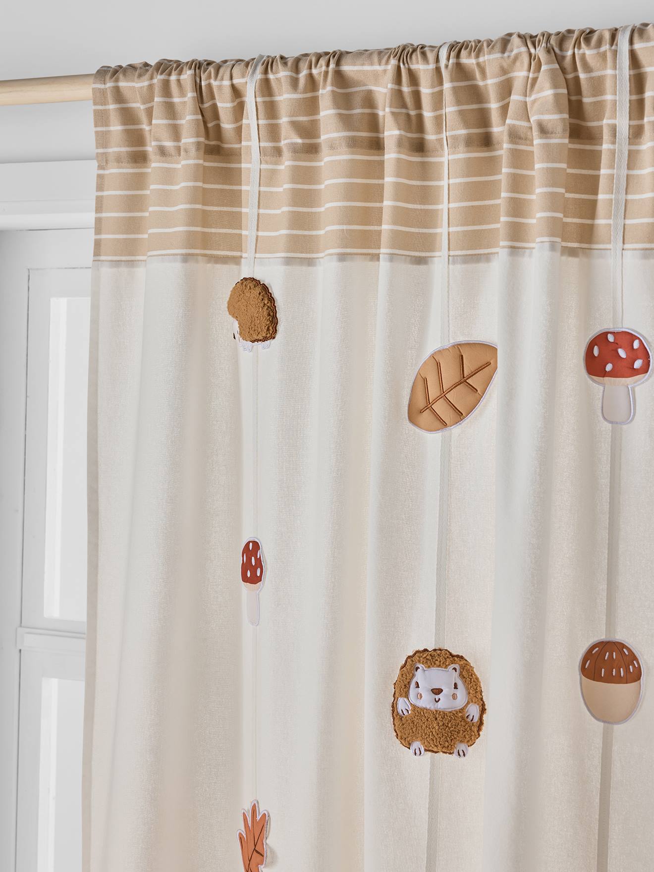 Rideau guirlande tube tamisant Hérisson beige (Vertbaudet) - Image 2