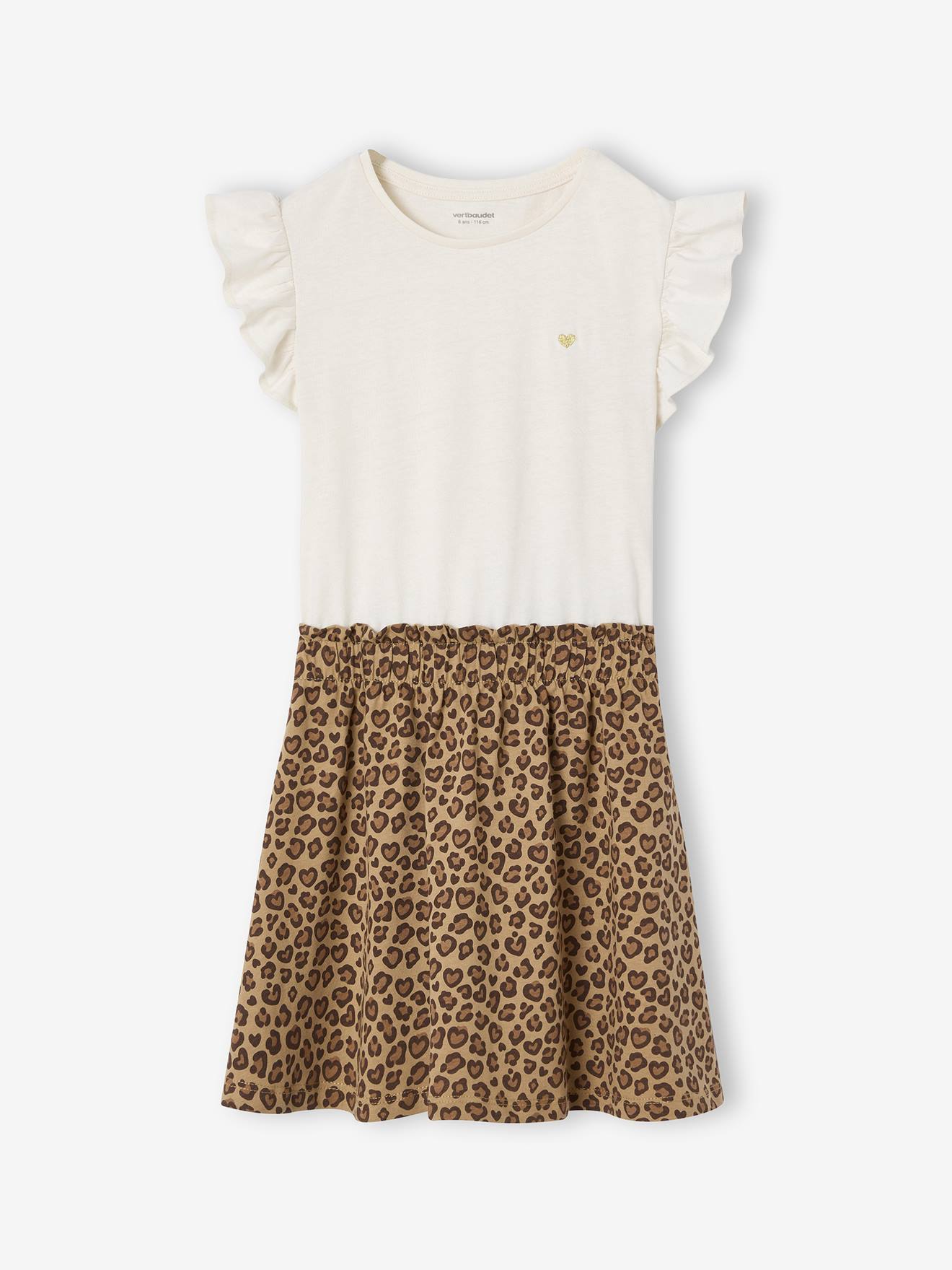 Robe fille effet 2 en 1 beige