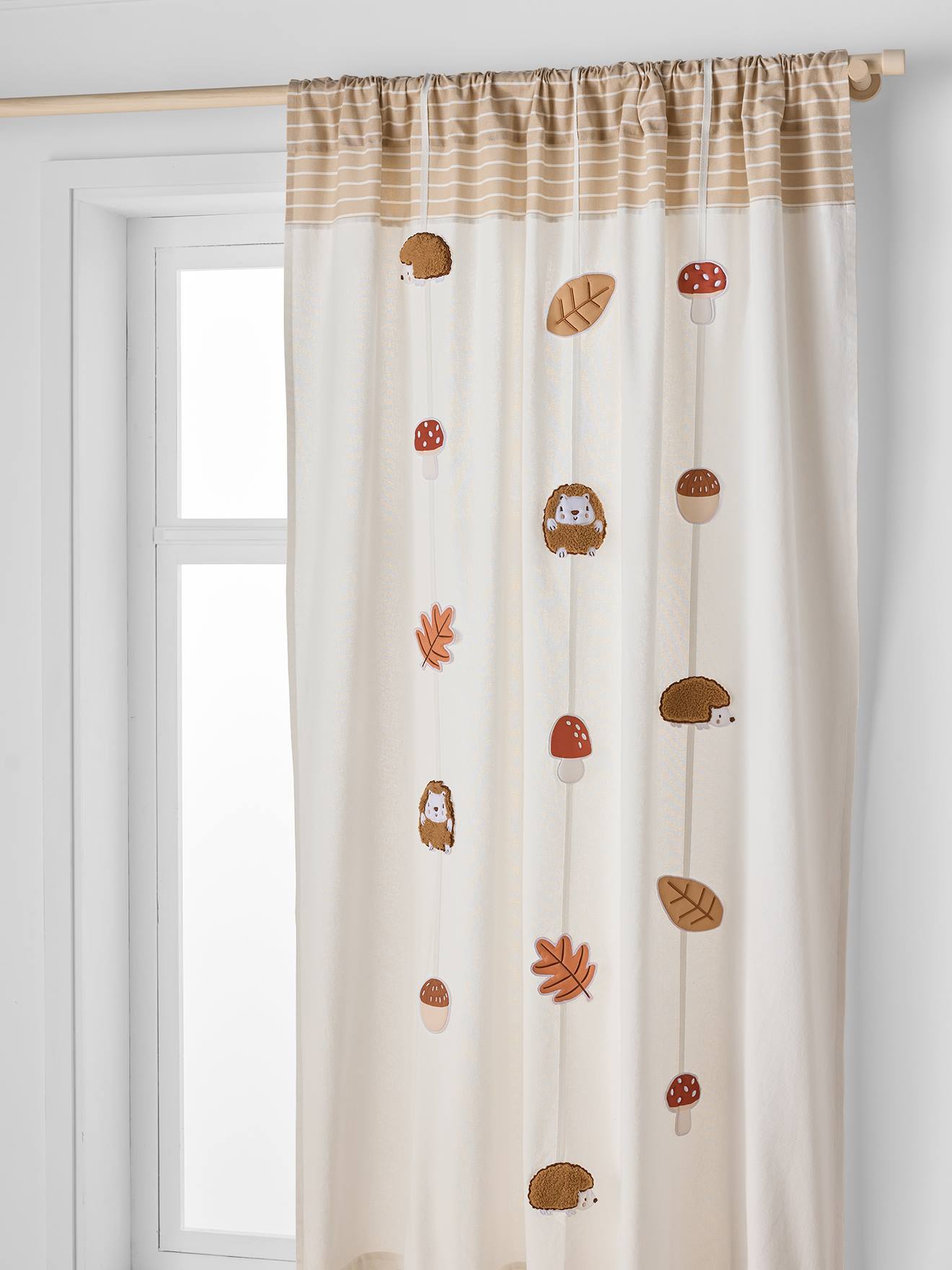 Rideau guirlande tube tamisant Hérisson beige
