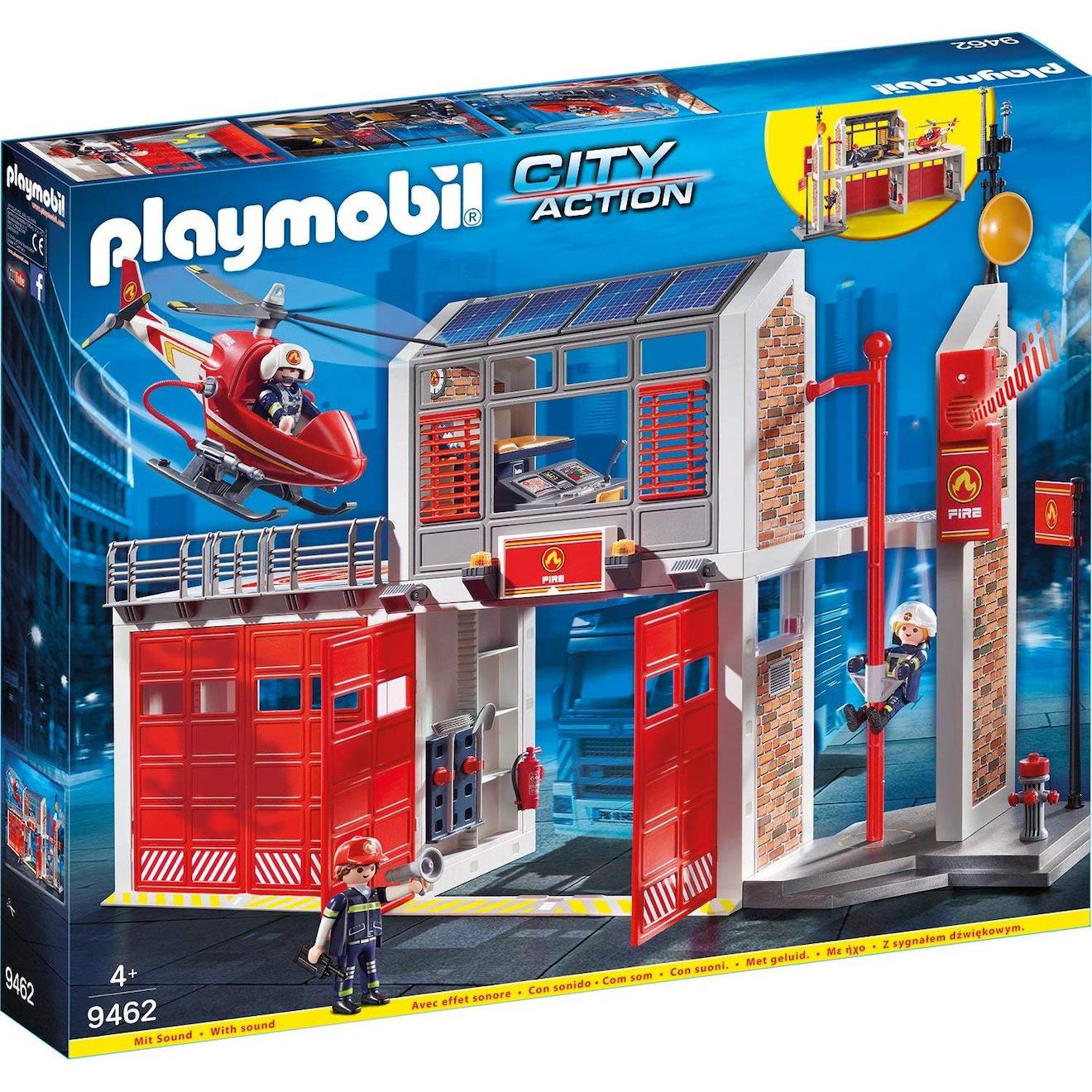 City Action Caserne De Pompiers Avec Hélicoptère 9462 Multicolore